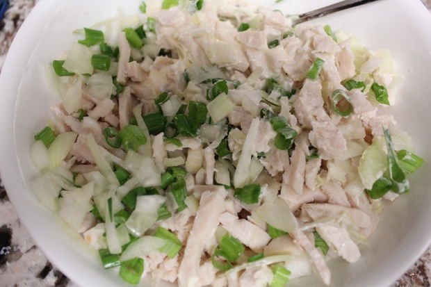 سالاد مرغ و پیازچه آمریکایی